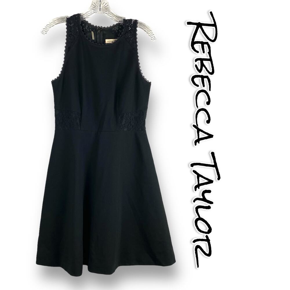 Rebecca Taylor Black Lace Accent Dress Fit and Flare Sleeveless Women’s Size 6